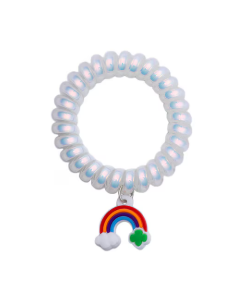Rainbow Hair Coil Tie with Rainbow Charm